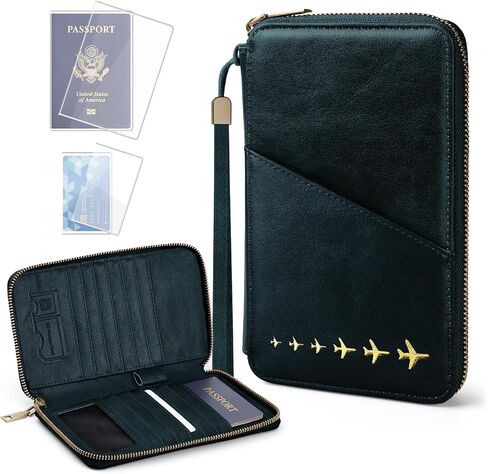 Family Passport Holder for 4 with Clear Passport Cover Anti-Theft RFID Blocking Passport Holder for Travel PU Passport Wallet Case Travel Document Organizer (Black) in Kuwait