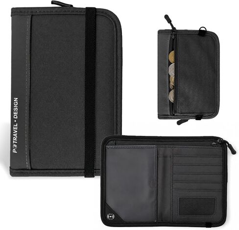 P.travel Passport Holder for Travel, RFID Blocking Passport Wallet with Adjustable Shoulder Strap, Holds 3 Passports, 4 Card Slots & AirTag Slot, Lightweight Travel Essentials for Men & Women in Saudi Arabia