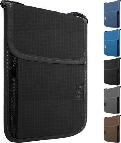 Travel Neck Wallet with RFID Blocking – Passport Holder Organizer Neck Pouch – Portable Easy to Conceal Travel Pouch (PVC Black) in Saudi Arabia