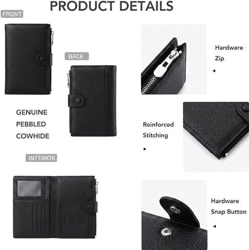 Genuine Leather Passport Holder for International Travel, RFID Blocking Compact Travel Wallet with Card Slots, Zipper Coin Pocket and SIM Slots, Slim Passport Cover Case, Black in Saudi Arabia