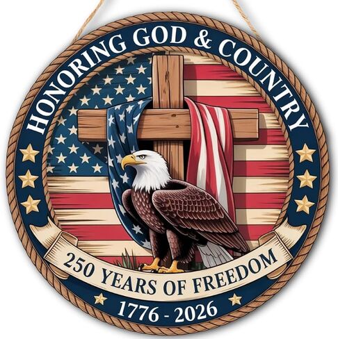 250th Anniversary Wooden Door Sign, 4th of July Door Decoration Sign,250 Years of Freedom in Kuwait