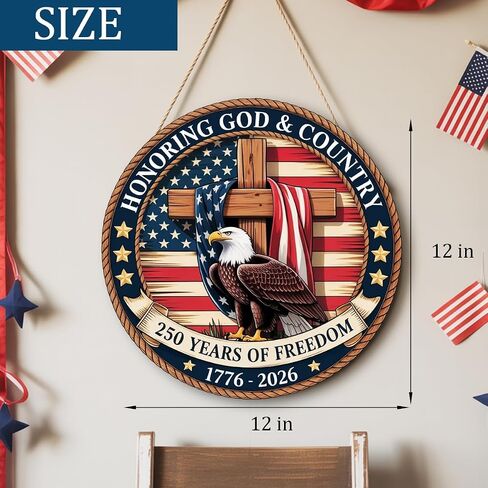 250th Anniversary Wooden Door Sign, 4th of July Door Decoration Sign,250 Years of Freedom in Kuwait