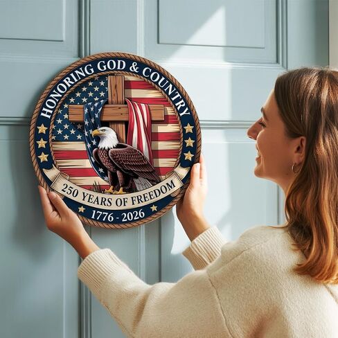 250th Anniversary Wooden Door Sign, 4th of July Door Decoration Sign,250 Years of Freedom in Kuwait