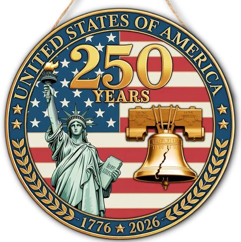 250th Anniversary Wooden Door Sign, 4th of July Door Decoration Sign,250 Years of Freedom in Kuwait