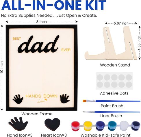 Yixiang Best Dad Ever Gifts from Kids - Personalized Fathers Day Gift Ideal for Dad, DIY Fathers Day Crafts for Kids, Custom Wooden Family Keepsake Plaque with Paints & Accessories in Saudi Arabia