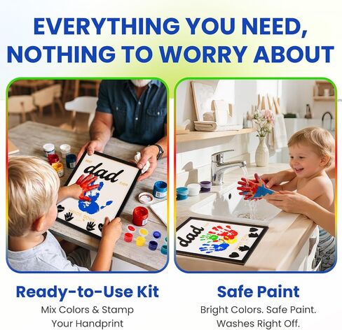 Yixiang Best Dad Ever Gifts from Kids - Personalized Fathers Day Gift Ideal for Dad, DIY Fathers Day Crafts for Kids, Custom Wooden Family Keepsake Plaque with Paints & Accessories in Saudi Arabia