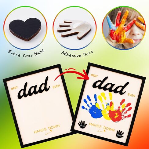Yixiang Best Dad Ever Gifts from Kids - Personalized Fathers Day Gift Ideal for Dad, DIY Fathers Day Crafts for Kids, Custom Wooden Family Keepsake Plaque with Paints & Accessories in Saudi Arabia