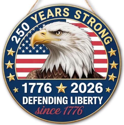 250th Anniversary Wooden Door Sign, 4th of July Door Decoration Sign,250 Years of Freedom in Kuwait