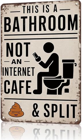 Vintage Metal Tin Sign 8X12inch-This Is A Bathroom Not An Internet Cafe & Split Wall Art Decor For Home Farmhouse Washroom Bathroom Gift in Saudi Arabia