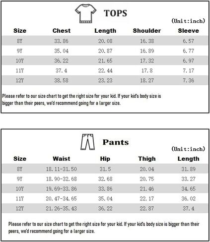 Boys 2-Piece Short Sleeve & Pants Set, Lightweight Kids Casual Outfit 8-12Y T-Shirt & Jogger Pants Outfits for Sports in Kuwait