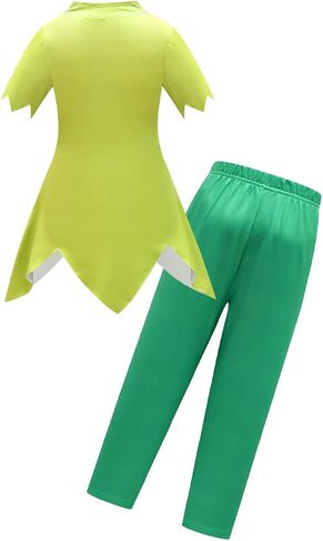 Kids Classic Peter Pan Green Suit with Hat Long Sleeve 3D Graphic Shirt and Pants Outfit Set for Boys in Saudi Arabia