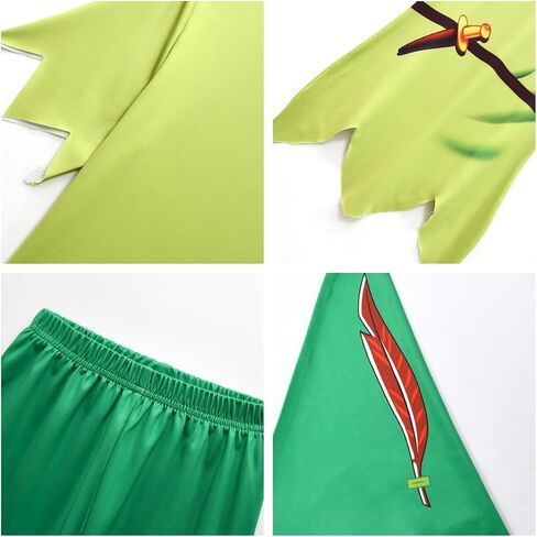 Kids Classic Peter Pan Green Suit with Hat Long Sleeve 3D Graphic Shirt and Pants Outfit Set for Boys in Saudi Arabia