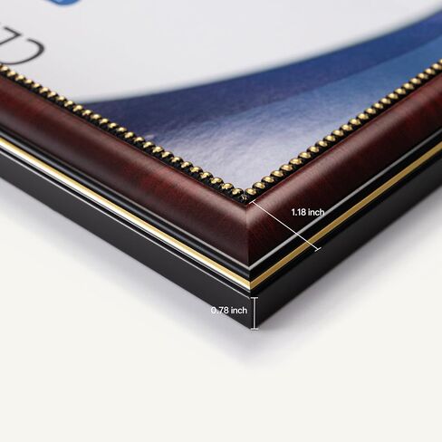 إطار دبلوم eletecpro 11x14 لشهادة أو درجة 8.5x11، حامل مستندات من الخشب الصلب مع زجاج حقيقي، حصيرة سوداء وذهبية، شاشة عرض على الحائط أو الطاولة، ديكور المكتب أو المنزل، لون الماهوجني، عبوة واحدة in Kuwait
