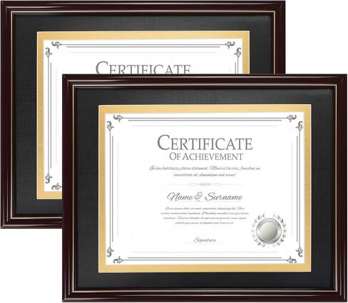 PETAFLOP 2 Pack 8.5x11 Picture Frame with Black over Gold Mat or 11x14 Document without Mat, Wall Hanging Photo Frames for Horizontal and Vertical Display in Saudi Arabia