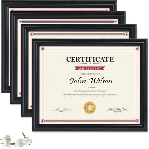 PETAFLOP 2 Pack 8.5x11 Picture Frame with Black over Gold Mat or 11x14 Document without Mat, Wall Hanging Photo Frames for Horizontal and Vertical Display in Saudi Arabia