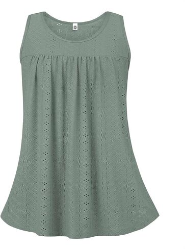 Lastshe Women's Plus Size Tank Top Tunic Flowy Loose Fit Tank Tunic with Scoop Neck Long Length for Casual Wear 1X-5X in Kuwait