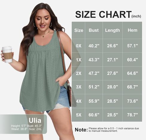 Lastshe Women's Plus Size Tank Top Tunic Flowy Loose Fit Tank Tunic with Scoop Neck Long Length for Casual Wear 1X-5X in Kuwait
