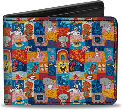 SpongeBob SquarePants Wallet, Bifold, Spongebob Squarepants Friends and Icons Blocks Multi Color, Vegan Leather in Kuwait