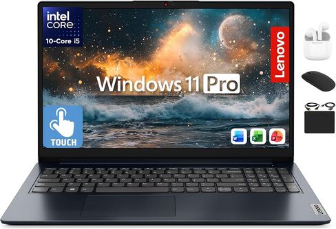 Lenovo IdeaPad 15.6" Flagship Touchscreen Laptop 2025, 10-Core Intel i5, Lifetime Office 2024, Copilot AI, 16GB RAM, 1TB Storage (500GB SSD + 500GB Ext), HubxcelAccessory, Long Battery, Win 11 Pro in Saudi Arabia