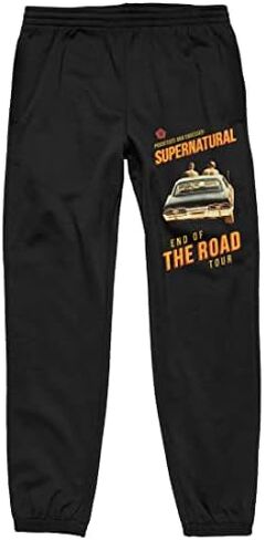 بنطال الركض ذو الرسومات السوداء للرجال من Supernatural Winchester Brothers End of the Road Tour in Kuwait
