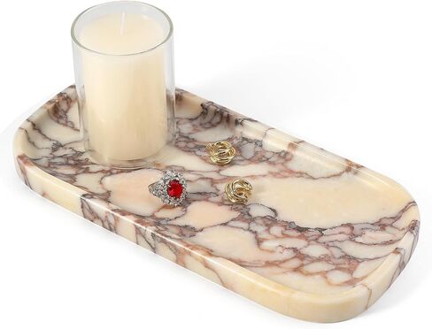 Koville Travertine Tray, 10"x5" Marble Vanity Tray for Bathroom Countertop Kitchen Sink, Rectangular Stone Tray for Perfume Fragrance, Decorative Catchall Tray Jewelry Cosmetics Organizer(Beige) in Saudi Arabia