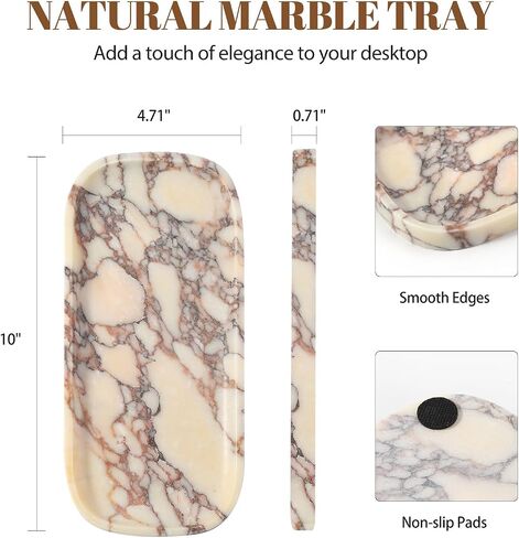 Koville Travertine Tray, 10"x5" Marble Vanity Tray for Bathroom Countertop Kitchen Sink, Rectangular Stone Tray for Perfume Fragrance, Decorative Catchall Tray Jewelry Cosmetics Organizer(Beige) in Saudi Arabia