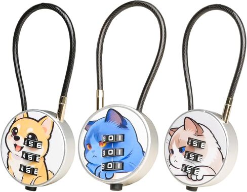 3 Pack Combination Locks - Cable Lock Set with Flexible Braided Steel Cable, One-Press Quick Unlock, Easy Reset, Ideal for Luggage, Backpacks, Lockers & Gym Use in Saudi Arabia
