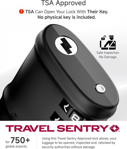 LUGGEX TSA Luggage Lock Bundle, 8 Pack, Black, Lightweight Cable in Saudi Arabia