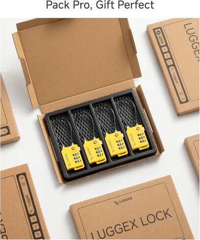 LUGGEX TSA Luggage Lock Bundle, 8 Pack, Black, Lightweight Cable in Saudi Arabia