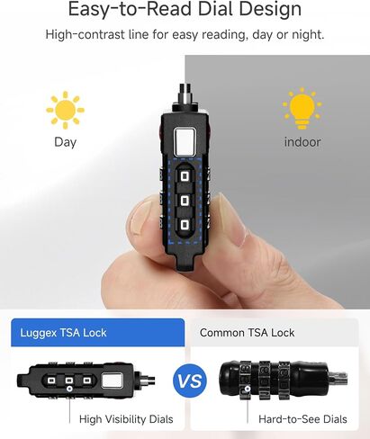 LUGGEX TSA Luggage Lock Bundle, 8 Pack, Black, Lightweight Cable in Saudi Arabia