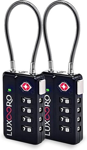 Tool-Less TSA Approved Luggage Lock with Alert Indicator, 4-Digit Resettable Combination, Durable Zinc Alloy Travel Locks for Suitcase, Backpack, Toolbox, Locker, Keyless – Black (2 Pack) in Saudi Arabia