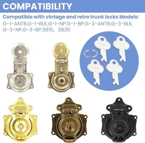 Old Trunk Key Replacement T-46 T46K 3815 3835For G-1,3815 Locks，Steamer Trunk Key for Seward Antique Trunks Chest Steamer - 4 Pack in Saudi Arabia