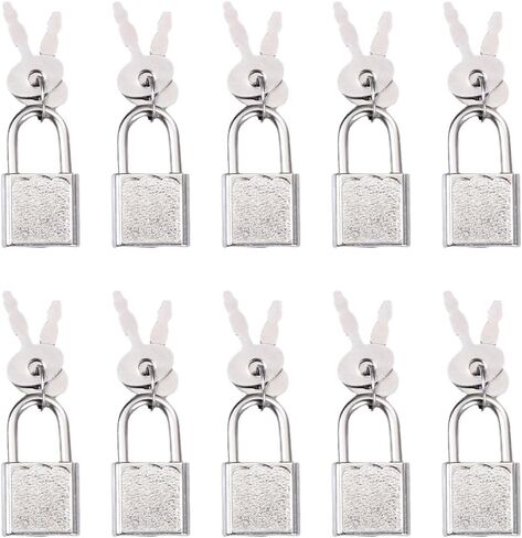 10Pcs Mini Cute Diary Padlock, Tiny Luggage Lock with Keys, Small Locks for Jewelry Boxes Decor Backpack Travel, Silver in Saudi Arabia