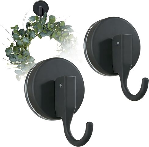 2 Pack Suction Cup Wreath Hanger for Front Door，Waterproof Suction Cup Hanger for Windows, Shower, Smooth Doors,Wreath Hooks for Christmas Thanksgiving Halloween July 4th Easter (Gunmetal Gray) in Saudi Arabia