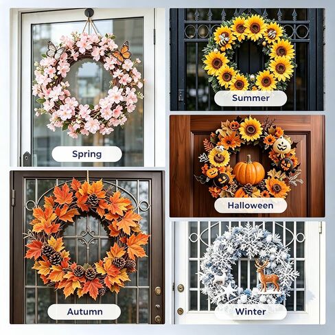 2 Pack Suction Cup Wreath Hanger for Front Door，Waterproof Suction Cup Hanger for Windows, Shower, Smooth Doors,Wreath Hooks for Christmas Thanksgiving Halloween July 4th Easter (Gunmetal Gray) in Saudi Arabia