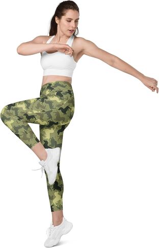 Dachshund Camo Leggings with Pockets – High Waisted Peach-Skin Leggings for Women, Soft 4-Way Stretch, UPF 50+ in Saudi Arabia