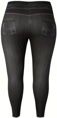 Women's Plus Size Fake Denim Print with Skull and Flower Leggings Casual Work Holiday Skinny Long Pants Trousers in Kuwait