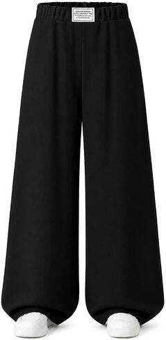 Girls Wide Leg Sweatpants Elastic Waisted Baggy Pants Loose Causal Joggers with Pockets in Kuwait