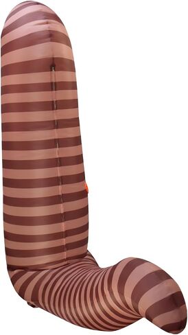 Inflatable Worm Costume Adult, Brown Striped Design, Polyester, Halloween Party Funny Earthworm Cosplay Blow Up in Kuwait