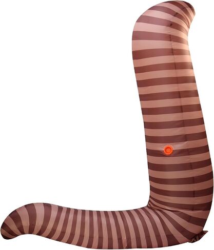 Inflatable Worm Costume Adult, Brown Striped Design, Polyester, Halloween Party Funny Earthworm Cosplay Blow Up in Kuwait