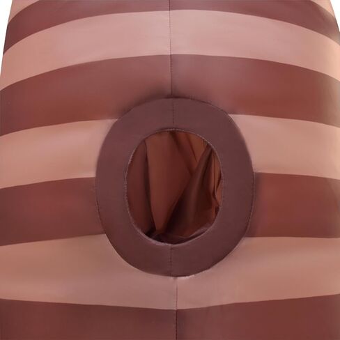 Inflatable Worm Costume Adult, Brown Striped Design, Polyester, Halloween Party Funny Earthworm Cosplay Blow Up in Kuwait