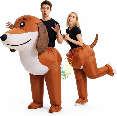 Couple Inflatable Dachshund Costume for Adults, 2 Person Funny Dog Blow Up Costume for Men Women Halloween Cosplay Outfit, Team-Building Party Air Blow Up Suit in Saudi Arabia