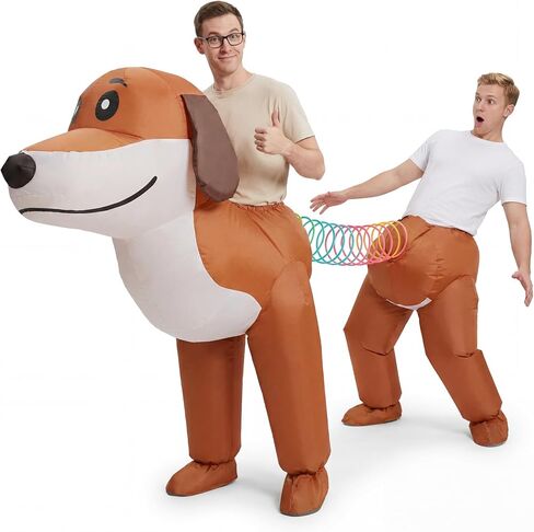 Couple Inflatable Dachshund Costume for Adults, 2 Person Funny Dog Blow Up Costume for Men Women Halloween Cosplay Outfit, Team-Building Party Air Blow Up Suit in Saudi Arabia