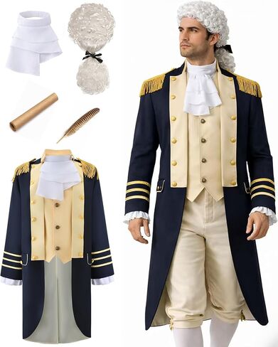 Founding Father Costume for Men Colonial Costume Outfit Revolutionary War General Uniform for Halloween DressUp in Saudi Arabia