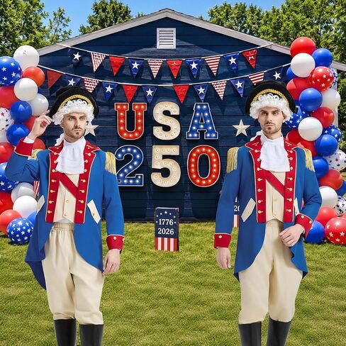 250 Anniversary USA Founding Father Costume Adult George Washington Colonial Costume Men Revolutionary War Outfit in Saudi Arabia