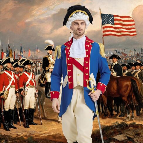 250 Anniversary USA Founding Father Costume Adult George Washington Colonial Costume Men Revolutionary War Outfit in Saudi Arabia