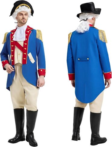 250 Anniversary USA Founding Father Costume Adult George Washington Colonial Costume Men Revolutionary War Outfit in Saudi Arabia