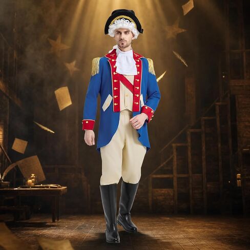 250 Anniversary USA Founding Father Costume Adult George Washington Colonial Costume Men Revolutionary War Outfit in Saudi Arabia