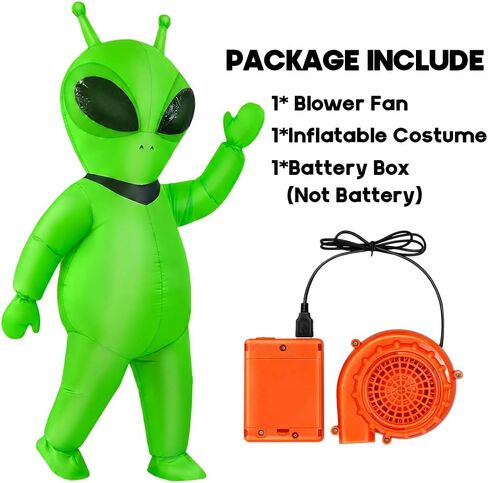 JUROSAICA Inflatable Alien Costume Adult Green Blow Up Halloween Suit in Saudi Arabia