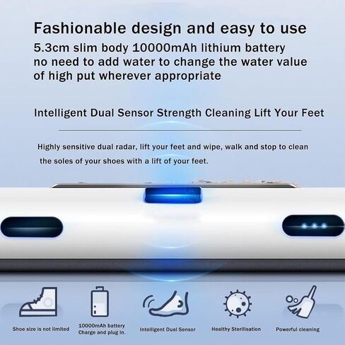 Automatic Shoe Polisher with Induction Sensor,Rechargeable Electric Sole Cleaning Machine 1000PA Suction Quick Wipe in 5S in Kuwait